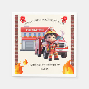 Serviette En Papier Joli Garçon Pompiers 3D Adorable avec Camion de Po