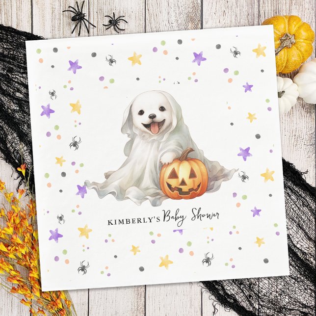Serviette En Papier Joli Halloween Chiot Petit Baby shower Boo (Créateur téléchargé)