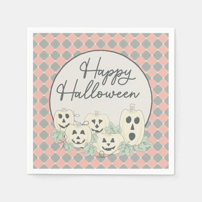 Serviette En Papier Joli Halloween Citrouille (Devant)