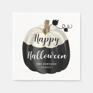 Serviette En Papier Joli Halloween Noir Et Blanc Citrouille