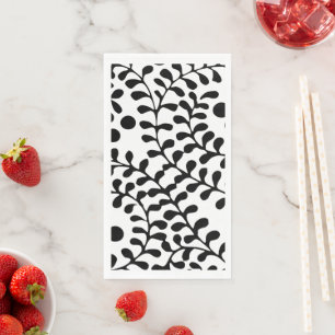Serviette En Papier Joli imprimé noir et blanc fleuri