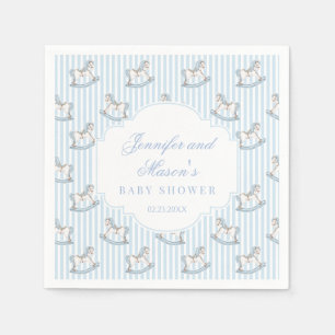 Serviette En Papier Joli jouet cheval en bois bleu bohème pour la douc