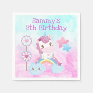 Serviette En Papier Joli Kawaii Rêve Licorne Arc-en-ciel Nuage Anniver