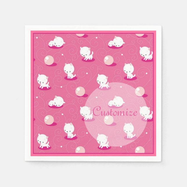 Serviette En Papier Joli Kitty Kittens rose Patten serviettes (Devant)