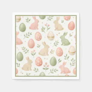 Serviette En Papier Joli Lapin Aquarelle Floral Brunch de Pâques
