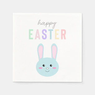 Serviette En Papier Joli Lapin Bleu de Pâques Joyeux Kawaii Sucré