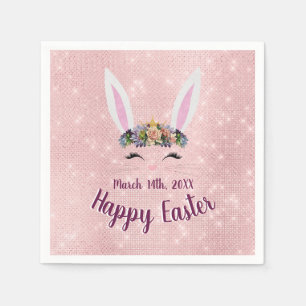 Serviette En Papier Joli lapin de Pâques rose pâle
