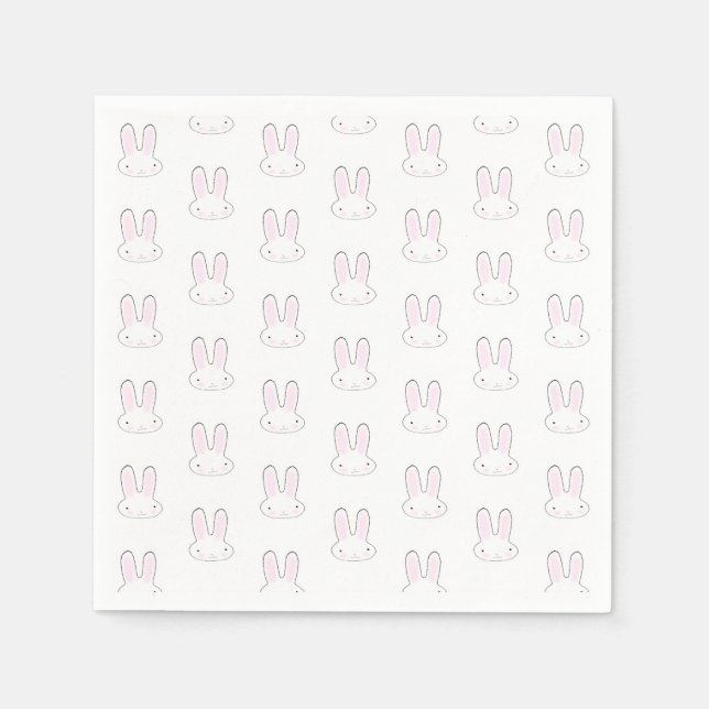 Serviette En Papier Joli lapin lapin blanc amusant motif moderne (Devant)