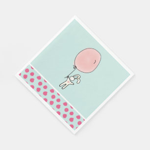 Serviette En Papier Joli lapin tenant un ballon