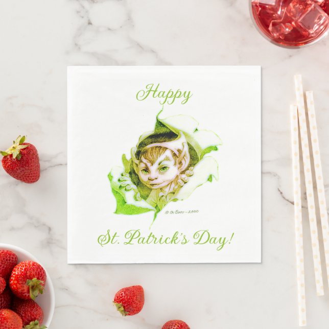 Serviette En Papier Joli Leprechaun St. Patrick's Day  (En situation)