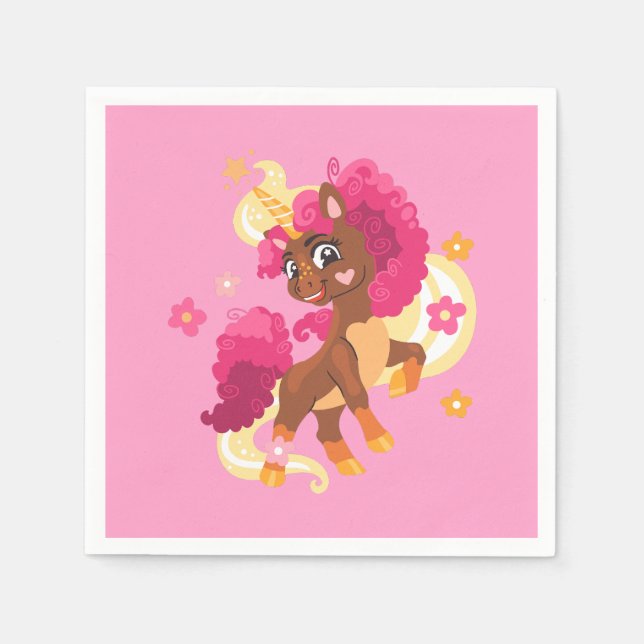 Serviette En Papier Joli licorne floral (Devant)