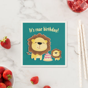 Serviette En Papier Joli Lion Et Baby Cub Anniversaire de enfant