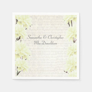 Serviette En Papier Joli mariage campagnard fleuri jaune pastel