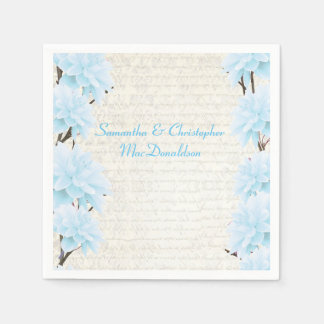 Serviette En Papier Joli mariage campagnard floral bleu pastel