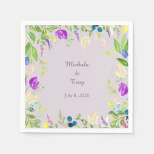 Serviette En Papier Joli Mariage floral orchidée aquarelle