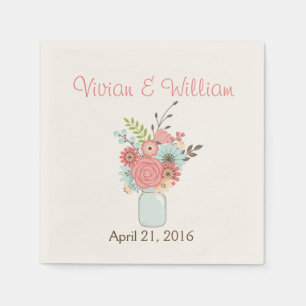 Serviette En Papier Joli Mason Floral Jar Mariage Personnalisé Napkin