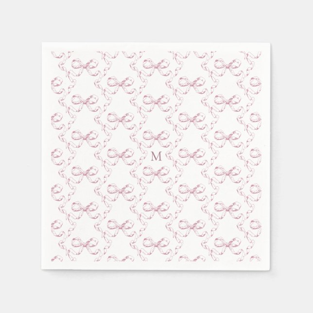 Serviette En Papier Joli Monogramme de cou rose (Devant)