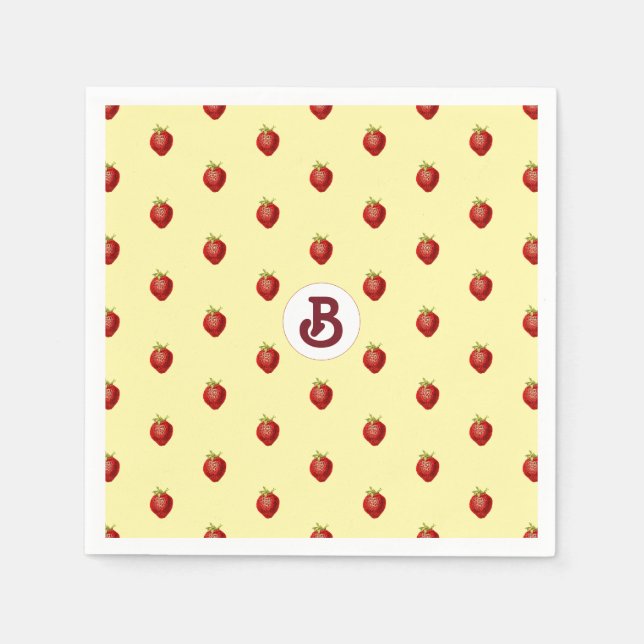 Serviette En Papier Joli monogramme de nom de crème de fraise féminine (Devant)