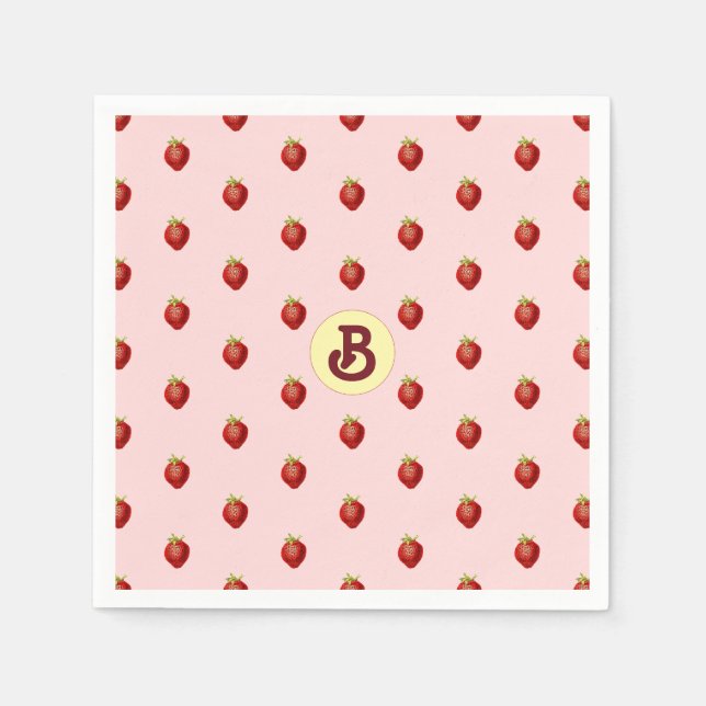 Serviette En Papier Joli monogramme de nom rose fraise pour fille (Devant)