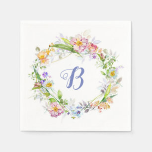 Serviette En Papier Joli Monogramme Floral Wreath