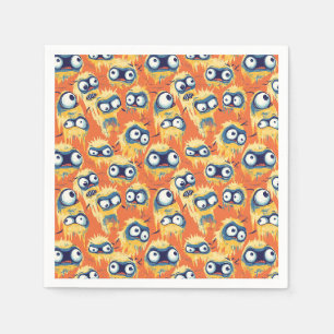 Serviette En Papier Joli monstre d'Halloween jaune orange
