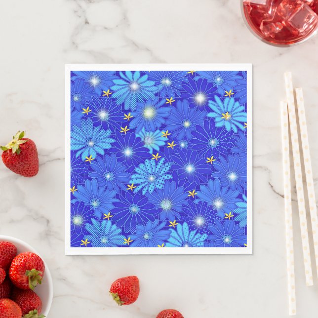 Serviette En Papier Joli Motif Blue Daisy (En situation)