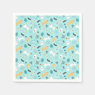 Serviette En Papier Joli motif de lapin de Pâques Lapins kawaii Œufs