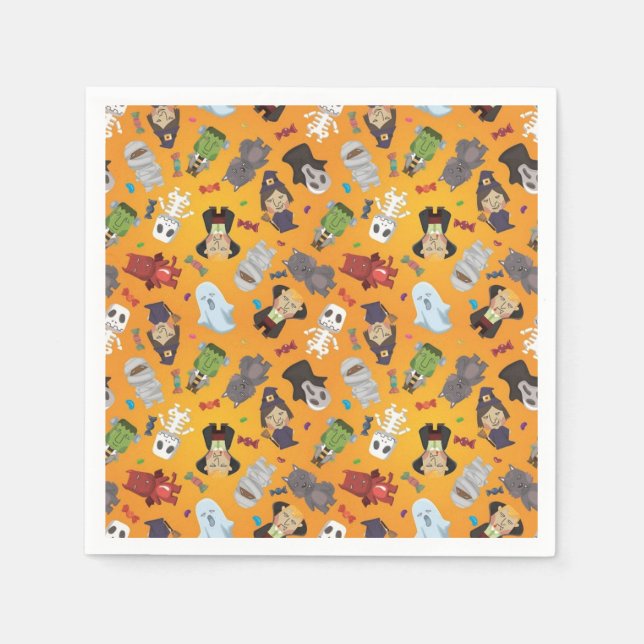 Serviette En Papier Joli Motif de monstres d'Halloween (Devant)