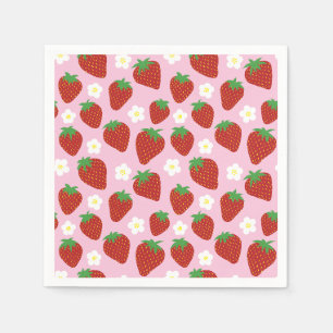 Serviette En Papier Joli motif d'été aux fraises