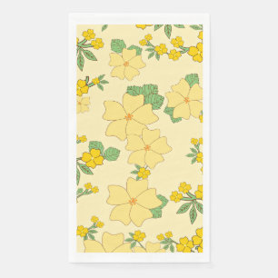 Serviette En Papier Joli motif floral jaune pastel,