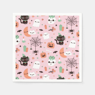 Serviette En Papier Joli motif Halloween Chat noir Citrouille Fantôme