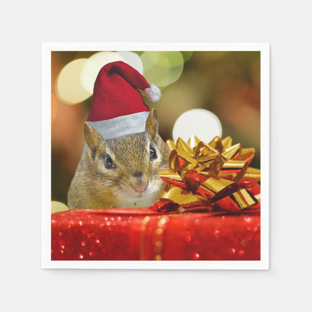 Serviette En Papier Joli Noël Chipmunk (Devant)