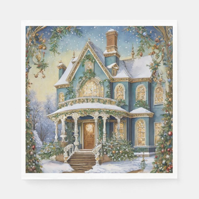 Serviette En Papier Joli Noël victorien (Devant)