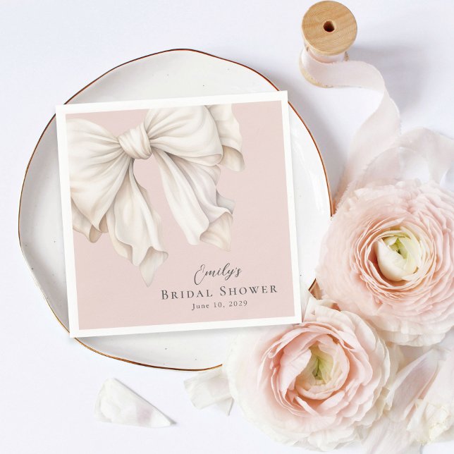 Serviette En Papier Joli Nœud Papillon Blanc Ivoire sur Baby Shower Ma (Créateur téléchargé)