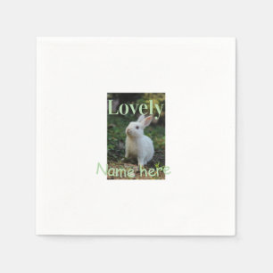 Serviette En Papier Joli nom de photo de lapin de compagnie vert paste