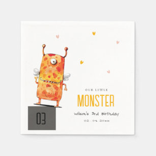 Serviette En Papier Joli Orange Yellow One Eyed Monster Anniversaire d