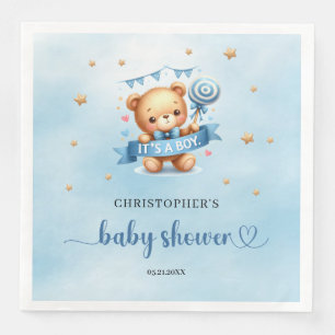 Serviette En Papier Joli ours en peluche avec ruban c'est un baby show