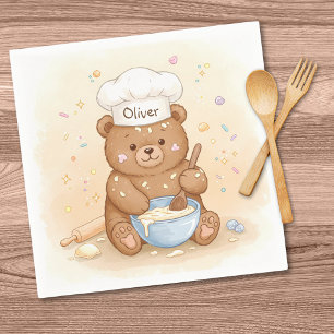 Serviette En Papier Joli Ours en Peluche Chef