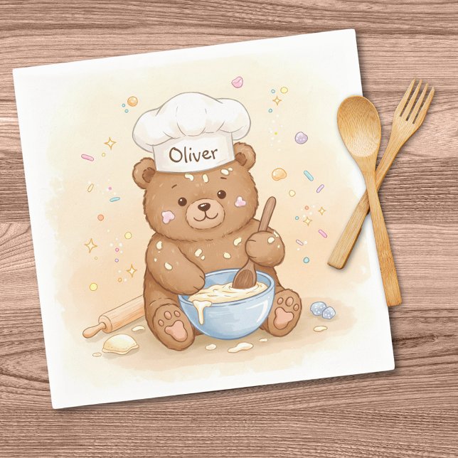 Serviette En Papier Joli Ours en Peluche Chef (Créateur téléchargé)