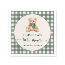 Joli ours en peluche plaid vert rustique Baby Show
