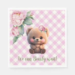 Serviette En Papier Joli ours en peluche rose en vichy Baby shower fle