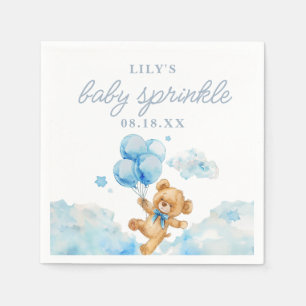 Serviette En Papier Joli Ourson Attend Bleu Garçon Baby Shower Sprinkl
