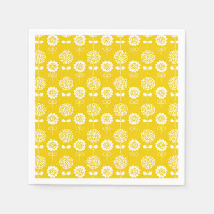 Serviette En Papier Joli papier à motif floral jaune et blanc