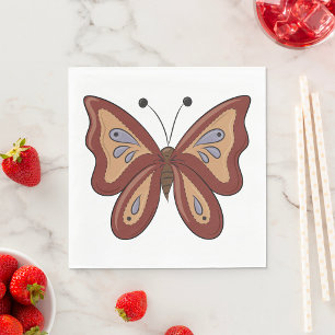 Serviette En Papier Joli Papillon Marron