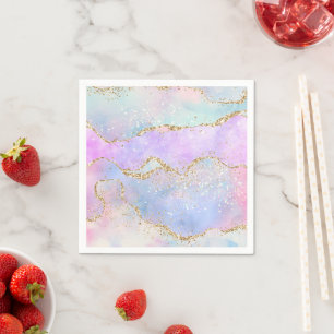 Serviette En Papier Joli Pastel Agate   Aquarelle de la veine Parties 