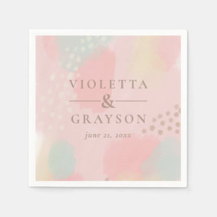 Serviette En Papier Joli Pastel Rose Art Moderne