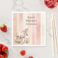 Joli Peach Pink Cream Stripes Horse Anniversaire