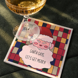 Serviette En Papier Joli Père Noël dit, Faisons la fête ! Fête de Noël