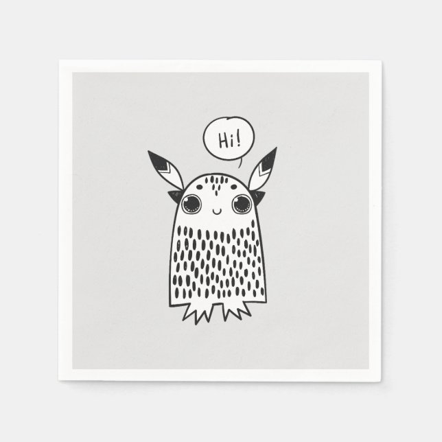 Serviette En Papier Joli petit dessin animé monstre (Devant)