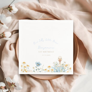 Serviette En Papier Joli petit garçon oie bleue 1er anniversaire